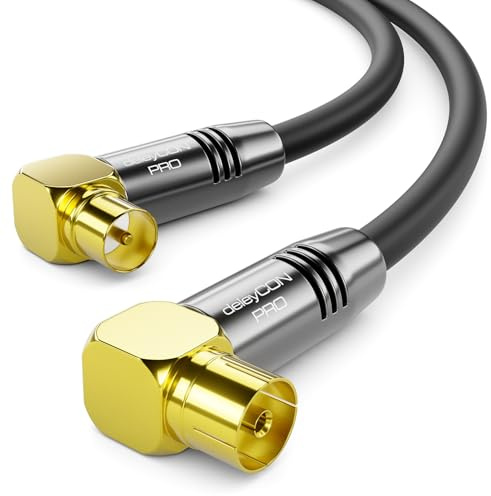 deleyCON 5m 4K TV Antennenkabel Koaxialkabel 2x 90° IEC - Schwarz