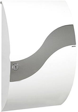 MEFA Briefkasten Wave 630 (Farbe Verkehrsweiß, Edelstahl, Einwurfklappe vorne, Entnahme vorne, Größe: 540x315x155 mm) 630000DE