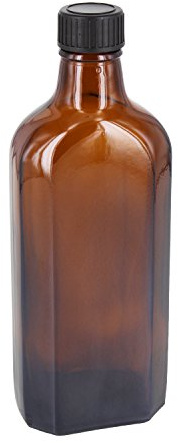 Meplatflaschen 12 x 250ml Braunglas inkl. Schraubverschluss OV 28mm schwarz mit EPE-Dichtungseinlage *Apothekenflasche, Kräuterflaschen, Braunglasflasche, Braunglasflaschen