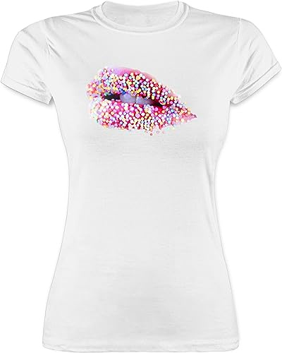 Shirtracer - Shirt Damen - Sprüche Statement - Candy Lips Lippen Zucker Mund