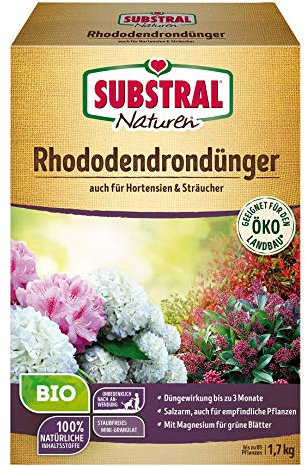 Substral Naturen Bio Rhododendron Dünger für Rhododendren und Hortensien, Nadelgehölze und Sträucher, 1,7 kg