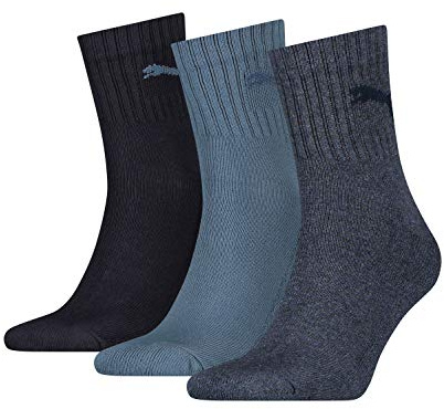 PUMA 3 pair Sport Socken Short Crew Tennis Socks Gr. 35-49 Unisex, Farben:460 denim blue, Socken & Strümpfe:35-38