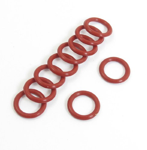 sourcing map 10 Stück Rote Gummi-Dichtungsringe 16 mm x 2,5 mm | Öldichtung O-Ringe Dichtungen Unterlegscheiben