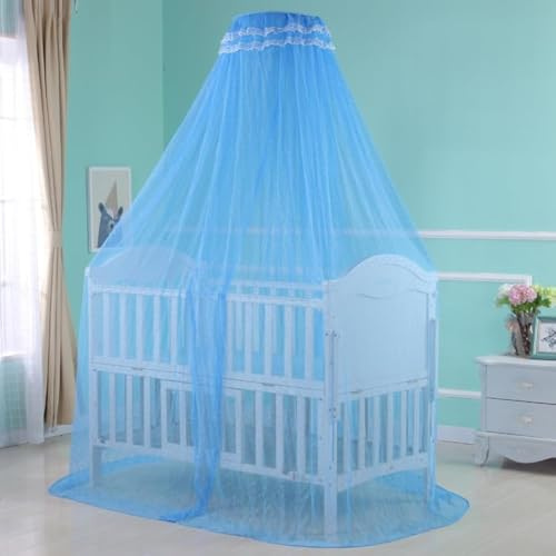 Cdycam Juego de Cama para bebé y niño pequeño, mosquitera Colgante, Marco de Barra de Mosquitos, Estilo Palacio, para Cuna (mosquitera Azul, sin Soporte)