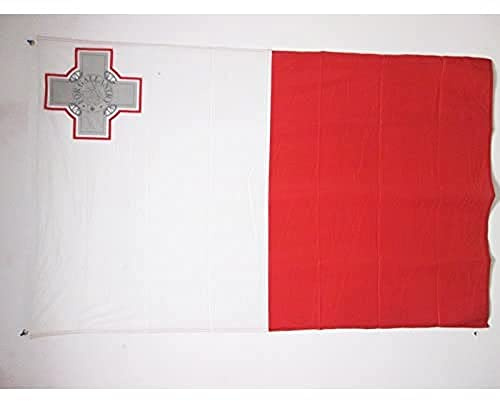 AZ FLAG - Drapeau Malte Spécial Extérieur - 150x90 cm - Drapeau Maltais En Maille Bloquée Avec Anneaux Plastiques Intégrés - 170g