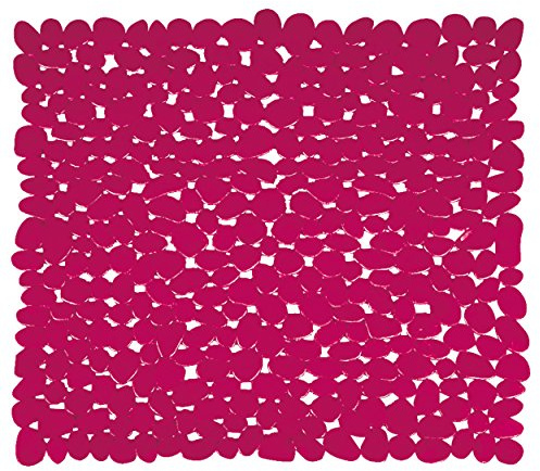 MSV – PVC-Duschmatte mit Kieselsteinen – 100% phthalatfreies PVC – 53 x 53 cm – Fuchsia – rutschfeste Oberfläche für Sicherheit und Komfort – Leicht zu reinigen