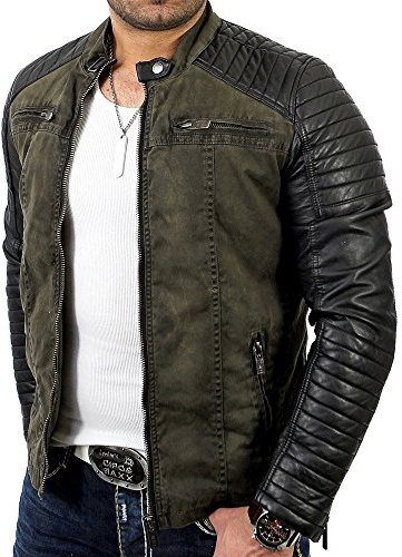 RED BRIDGE Uomo Giubbotto Manica Lunga Finta Pelle Biker Casuale Cotone Moda Giacca