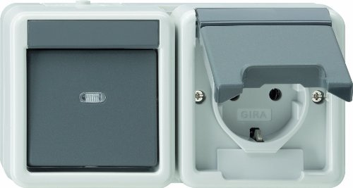 Gira Kombination Wechsel+SCHUKO waagrecht WG AP gr, 1300306