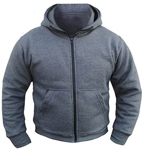 Australian Bikers Gear Motorradjacke mit Kapuze - CE-Protektoren - 100% Kevlar-Schutz - Fleece - Grau - 3XL = 127cm - 132cm