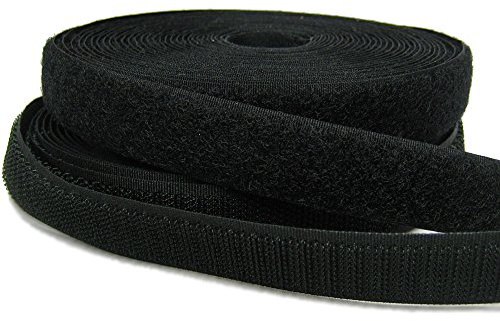 10M (Metres) 20mm Black Hook & Loop Tape/Roll - Sew On (Not Adhesive) Both Sides Included