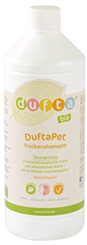 DuftaPet Trockenshampoo für Haustiere 1000 ml Nachfüllflasche. Fellreiniger; Biologisch – umweltfreundlich – vegan