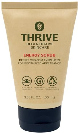 Thrive Natural Care Face Scrub - Gentle Exfoliating Face Wash Provides Deep Cleanse, Improves Skin Texture, Unclogs Pores - Vegan, Oil Free Exfoliator