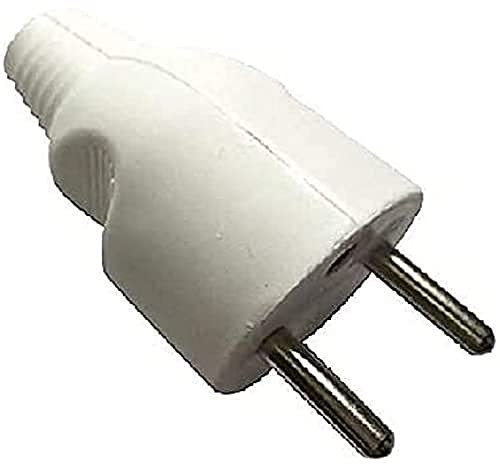 Dio - Fiche mâle 2 pôles avec terre sortie droite Blanc