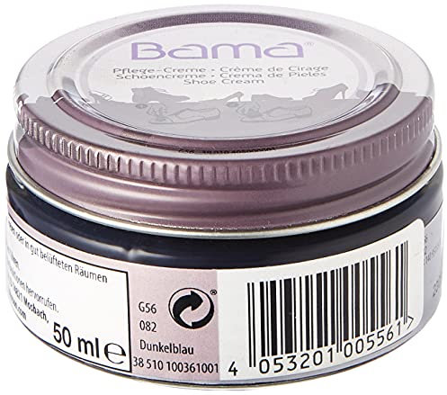 Bama Schuhcreme, Pflegecreme im Glastiegel für Glattleder, optimale Pflege für Lederschuhe, Dunkelblau, 50 ml