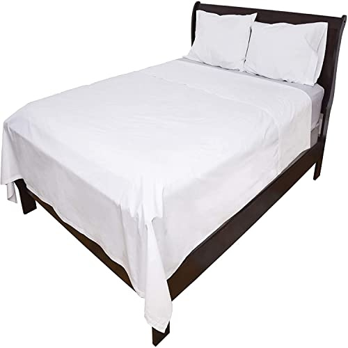 Pacific Linens - 1-Piece Flat Bed Sheets: 200 Thread Count Cotton - College Dorm Essentials, Twin Sheets Set (60 x 90 in)
