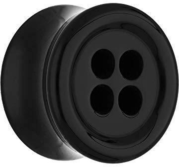 Treuheld® | Knopf Ohr Plug | Schwarz | Acryl/Kunststoff