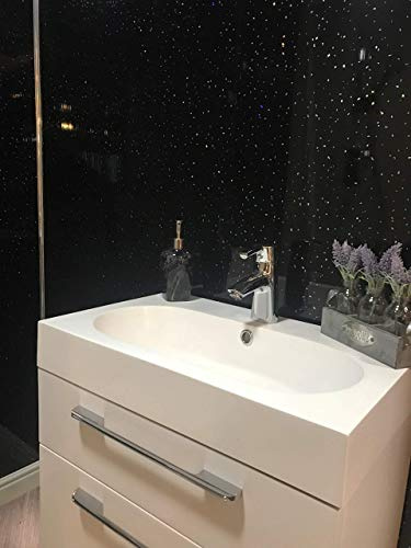 Black Sparkle 8mm Bathroom Wall Panels Plastic Shower Wall Kitchen Cladding (4 Pack)