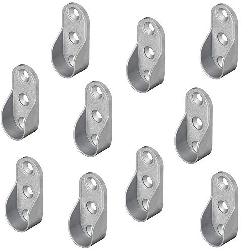 Gedotec Seitenwand Schrankrohrlager OVAL Kleiderstangen-Halterung aus Metall - OVA | Schrankrohr-Halterung für Ovalstange | Stahl vernickelt | 10 Stück - Garderoben-Stangen Aufhänger für Wand-Montage