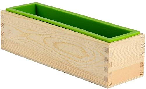 Molde de jabón de silicona Nicole con caja de madera DIY hecho a mano molde de pan rectangular