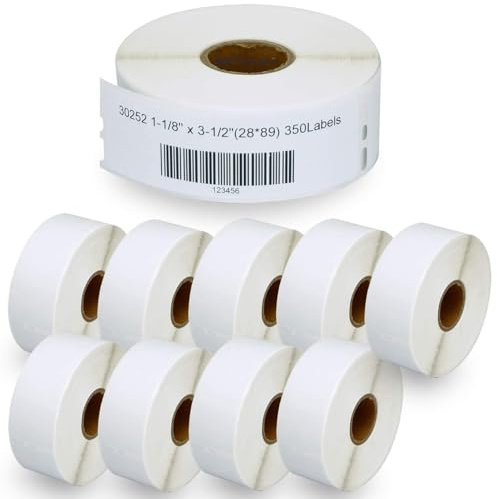 BETCKEY - Compatible DYMO 30252 (1-1/8 x 3-1/2) Address & Barcode Labels - Compatible with DYMO Labelwriter 450, 4XL, NOT Fit 550 & 5XL [10 Rolls/3500 Labels]