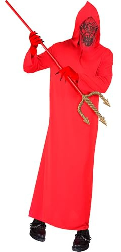 W WIDMANN MILANO Party Fashion - Costume da diavolo, tunica con cappuccio e maschera, inferno, Satana