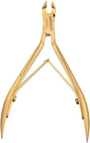 TWEEZERMAN Nagelhautzange Ultra Precision (Präzisionsspitzen für präzise Entfernung von Nagelhaut, rostfreier Edelstahl), Gold