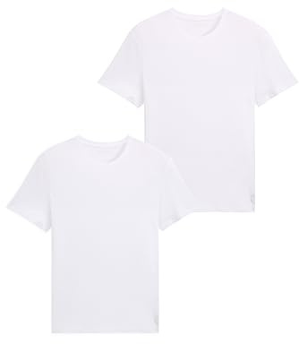 TOM TAILOR Hommes Lot de 2 t-shirts basiques 1008638, 20000 - White, L