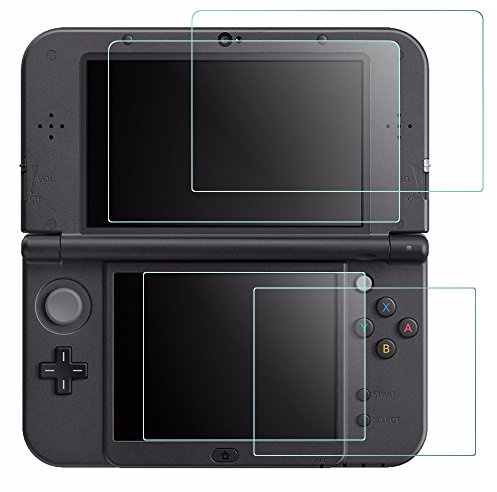 Skärmskydd för Nintendo NY 3DS XL, AFUNTA 4 st härdat glas för toppskärm och HD klar kristall PET-film för bottenskärm, 3DSXL filmtillbehör
