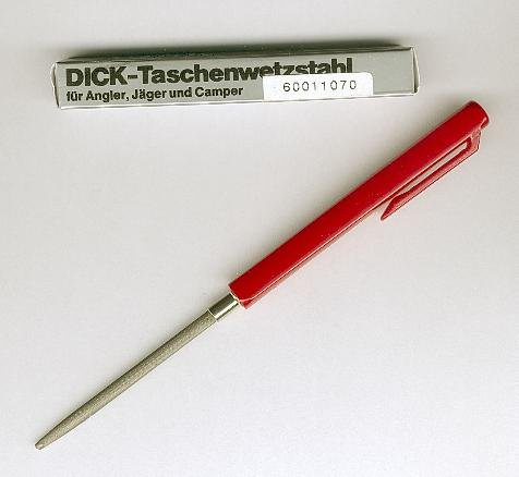 F. DICK Taschenwetzstahl, Schärfstein, rot