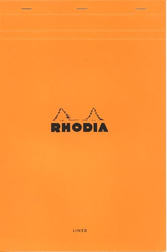 RHODIA 19600C - Stapled Notepad N°19 Orange - A4+ - Lined - 80 Detachable Sheets - White Clairefontaine Paper 80 g/m - Soft, Resistant and Waterproof Coated Card Cover - Basics, 210x318mm