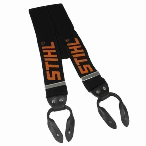 Stihl 0000 884 1579 Hosenträger, mit Knopf-Schlaufen, für Baumfällarbeiten mit der Kettensäge, Schwarz/Orange