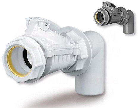 Rückstauklappe Ø 50 mm 90° bogen grau Rückstauverschluß Rückstauventil KG Rohr Waschbecken (MKKZB50CGR) Becken Abwasserrohr Bad Sperrventil