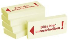 5X Bedruckte Haftnotizen - Text: Bitte hier unterschreiben BIZSTIX 1301010143 5 x 100 Blatt 75 x 35 mm