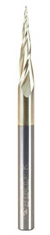 Amana Tool 46470 Metric CNC 2D and 3D Carving 6.2 Deg Tapered Angle Ball Nose x 0.8 D x 0.40 R x 25 CH x 6 SHK x 75mm Long x 3 Flute SC ZrN Coated Router Bit