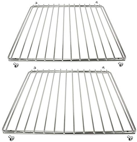 SPARES2GO Chrome Adjustable Universal Fixed Arm Grill Shelf for All Makes of Oven Cooker & Grill (310 x 360-530mm, Pack of 2)
