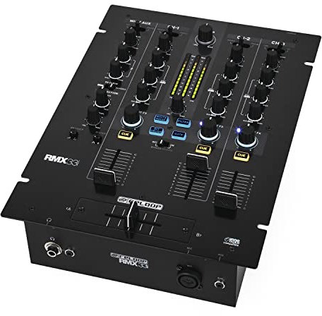 Scratch de Dj/Mezclador Battle Reloop RMX-33I - 3 + 1 Canales con Efectos de Color y Sonido al Instante, Ecualizador de 3 Bandas (Kill/Classic), Negro