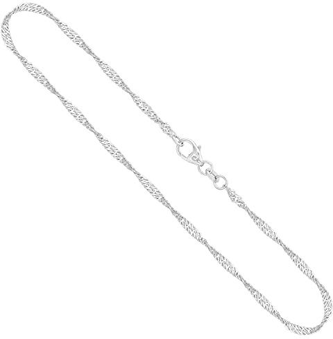 EDELIND Goldkette, Singapurkette Weißgold 585/14 K, Länge 45 cm, Breite 2.2 mm, Gewicht ca. 4.1 g., NEU