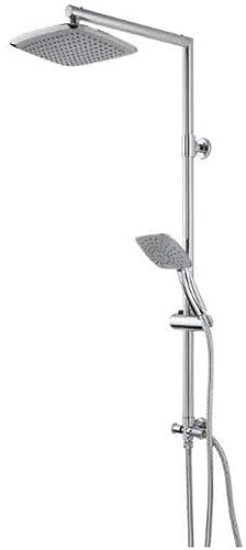 EISL Duschset STELLA Duschsäule mit großer Regendusche 200 x 250 mm und Handbrause, ideal zum Nachrüsten - Nutzung vorhandener Bohrlöcher komplettes Montageset Chrom DX1000CACS