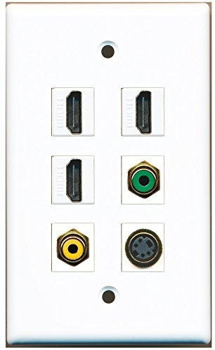 RiteAV – 3 HDMI 1 puerto RCA amarillo 1 Puerto RCA verde 1 Puerto S-Video placa de pared
