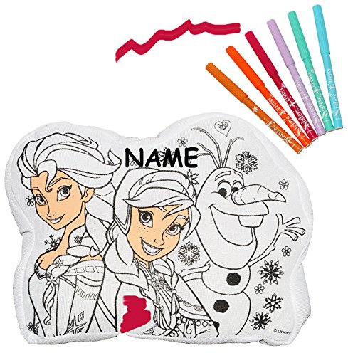 alles-meine.de GmbH die Eiskönigin - Frozen - Bastelset zum Bemalen - incl. Name - Kissen - Kuschelkissen - mit 6 Textilstifte - Kinderkissen - Zierkissen - für Mädchen - völ..