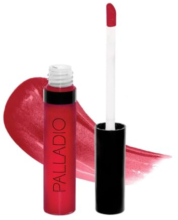 Palladio Lip Gloss, Non-Sticky Lip Gloss, Contains Vitamin E and Aloe, Offers Intense Color and Moisturization, Minimizes Lip Wrinkles, Softens Lips with Beautiful Shiny Finish, Ruby Red