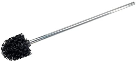 Wenko 18749100 Scopino WC con Manico di Acciaio Inossidabile Extra Lungo per Set di Scopino, Materiale Plastico, 8,5 x 60 x 8,5 cm, Argento Opaco/Nero