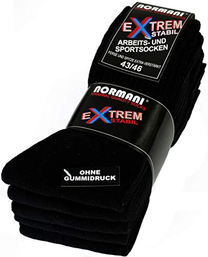 normani 5 Paar Diabetiker Arbeitssocken ohne Gummidruck mit Baumwolle – Für Herren & Damen – Komfortabel & druckfrei Farbe Schwarz Größe 47-50