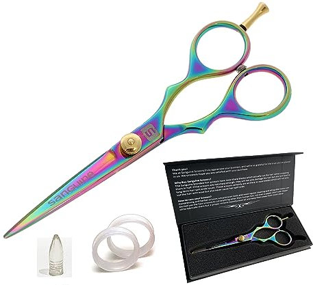 Professional Hair Cutting Scissors, Hairdressing Scissors, Ultra-Sharp Japanese Convex Blades, Titanium Coated - 5.5 inch, Includes Case
