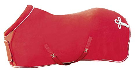 HKM 7224 Fleecedecke mit Kragen, Pferdedecke Stalldecke Weidedecke, Rot, 115 cm