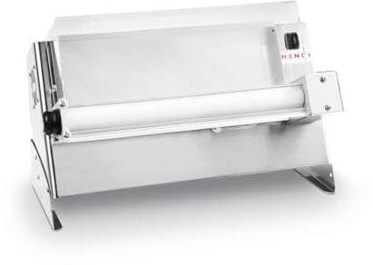 HENDI Teigroller, Elektrisch, individuel einstellbare Rollensatz mit Pedalbedienung, Von kaltem Pizza- und Pastateig, Teigdicke von 26 bis 50cm, 230V, 370W, 645x360x(H)430mm, Edelstahl, HDPE