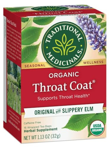 Pack of 1 x Traditional Medicinals Organic Throat Coat Herbal Tea - Caffeine Free - 16 Bags