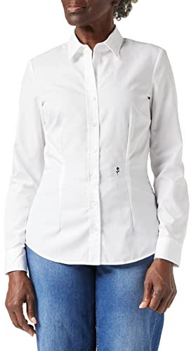 Seidensticker Bügelfreie, taillierte Hemdbluse für eine feminine Silhouette und optimalen Tragekomfort – Langarm – 100% Baumwolle dam Blus smal passform, Vit (vit 01), 34