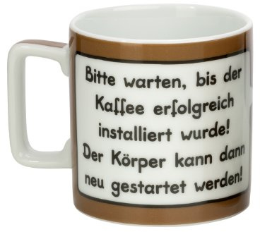 Sheepworld 42479 Tasse Wortheld Bitte warten bis der Kaffee erfolgreich installiert wurde! Der Körper kann dann neu gestartet Werden!, braun, 1 Stück (1er Pack)