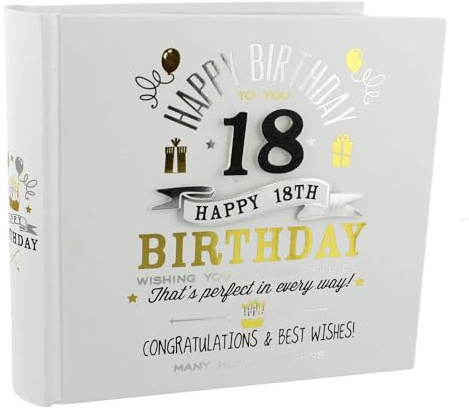 18th Birthday Photo Album 4x6 Signography Black and Gold Design FL29918